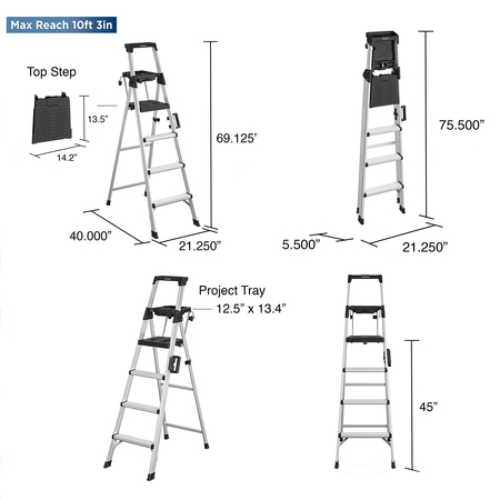 Cosco 6 ft Aluminum Stepladder 2061AABLKE